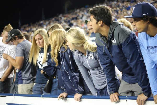 students showing their school spirit at a game